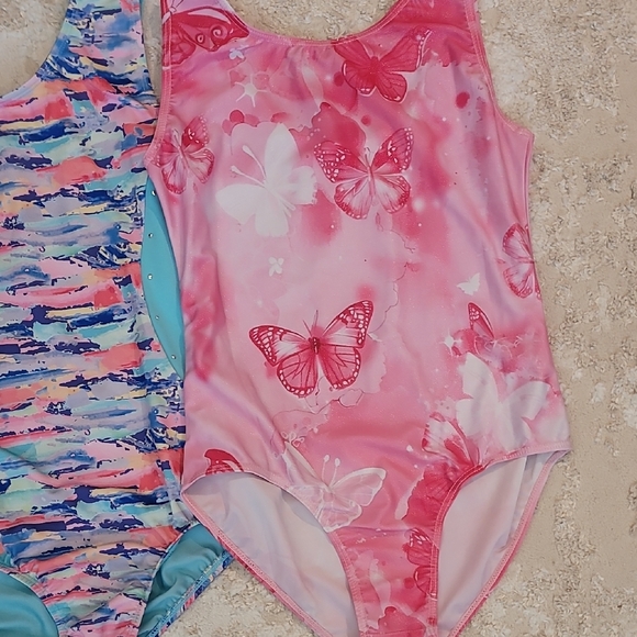 Bundle Girls Gymnastics Leotard One Piece Size 12/14 Butterfly Pink Cat & Jack - Picture 3 of 8